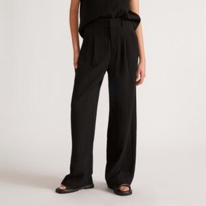Everlane City Stripe Black Wide-Leg Trousers